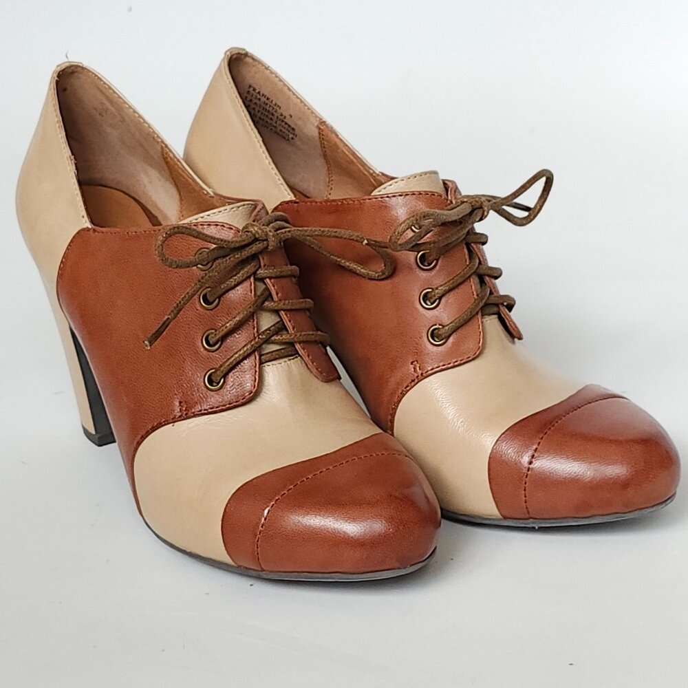 MIZ MOOZ LACE UP HEEL OXFORDS Women's Size 7 EUC Block Heel